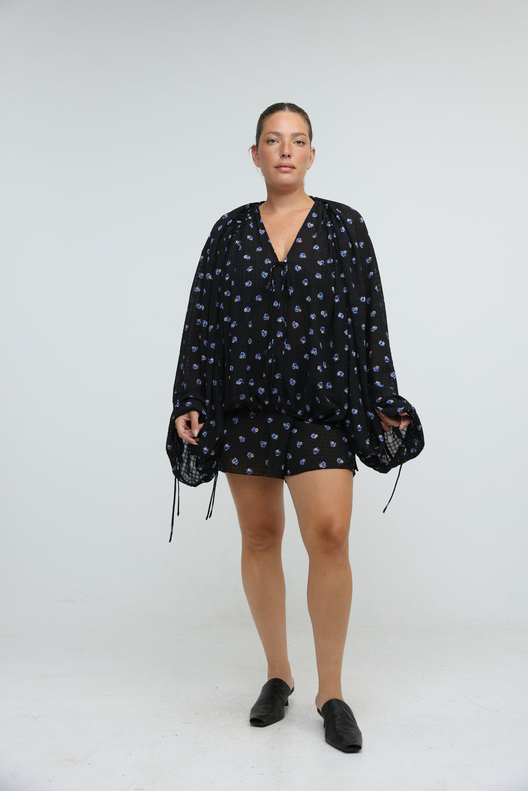 Blue Floral Tie-Front Set