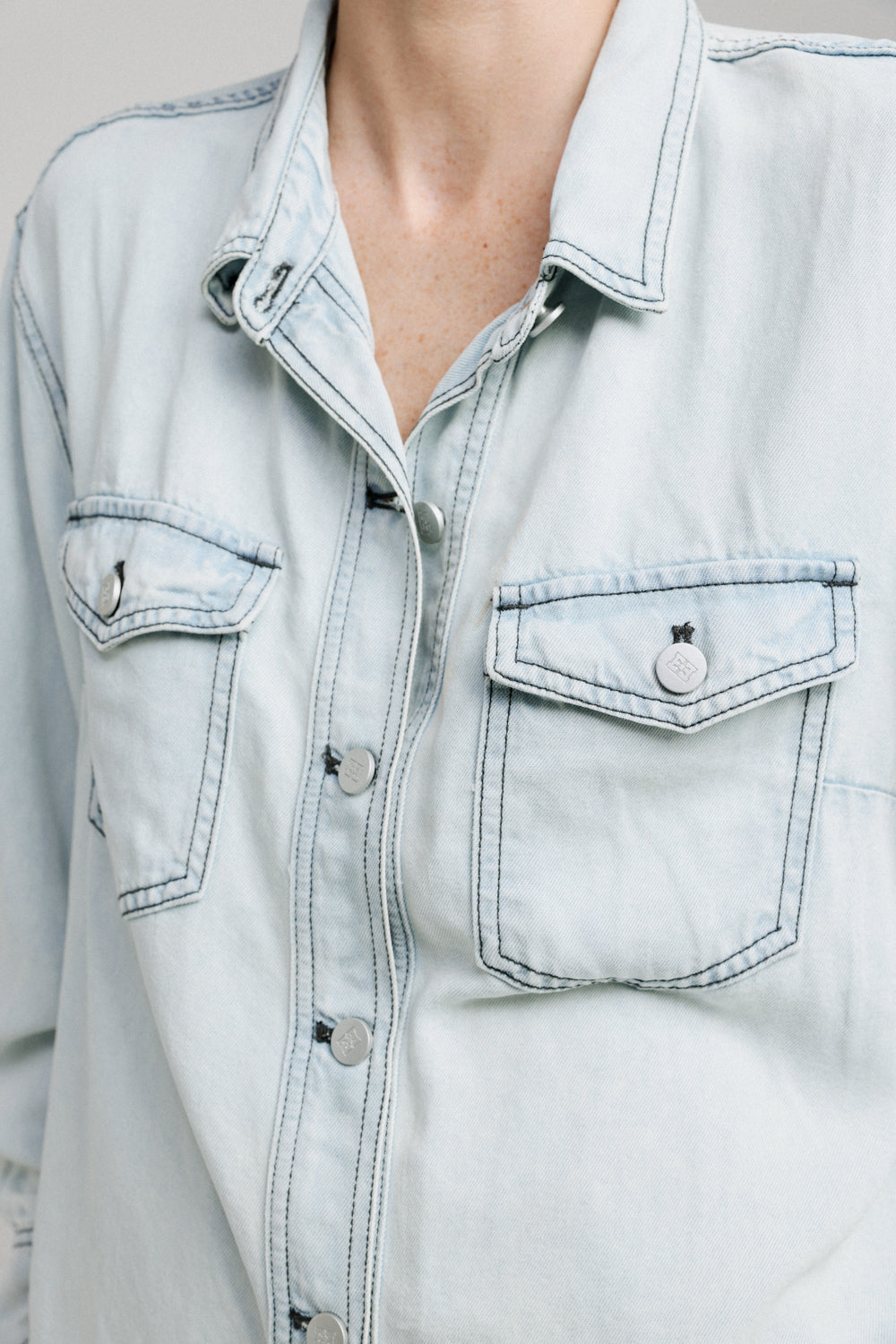 Snow Blue Denim Buttoned Shirt