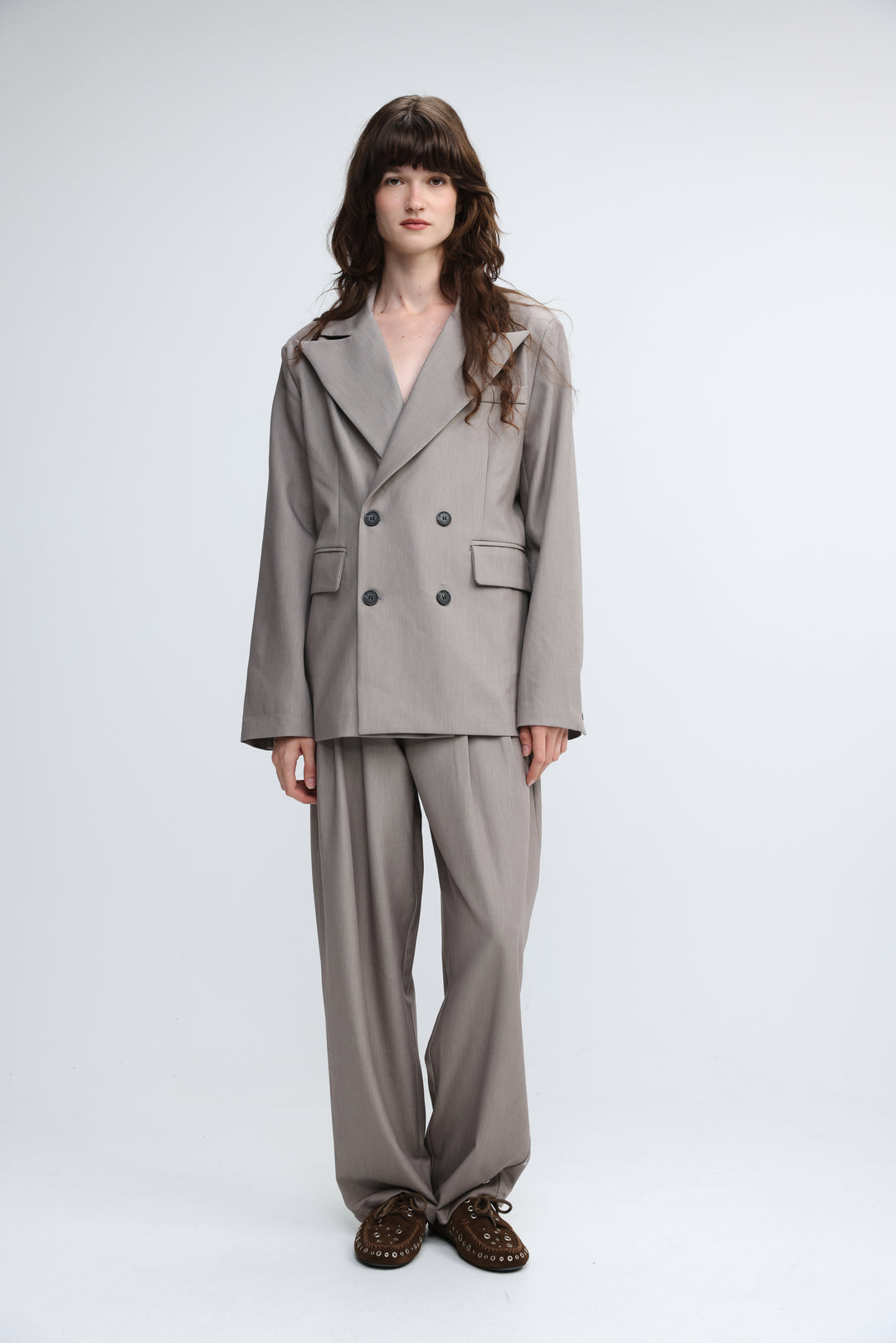 Pleated Tailored Grey Bottoms