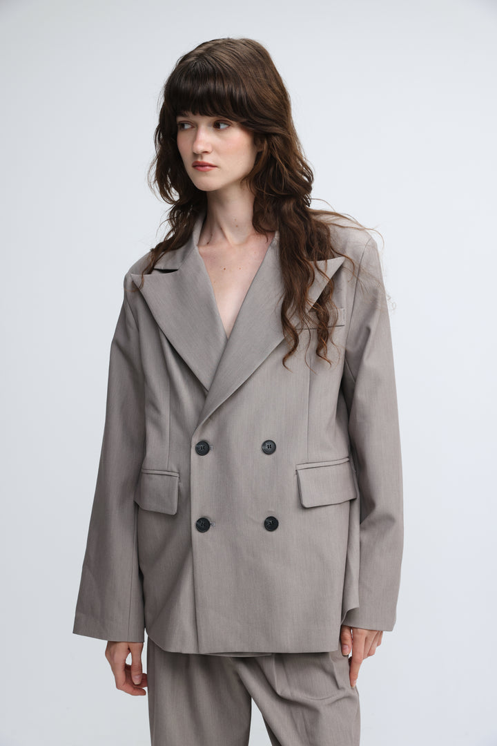 Oversized Tailored Grey Blazer