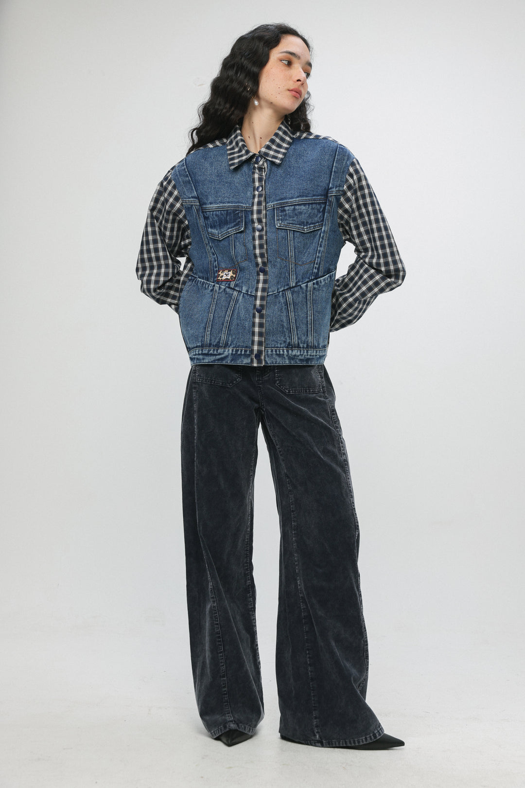 Plaid & Denim Blue Jacket