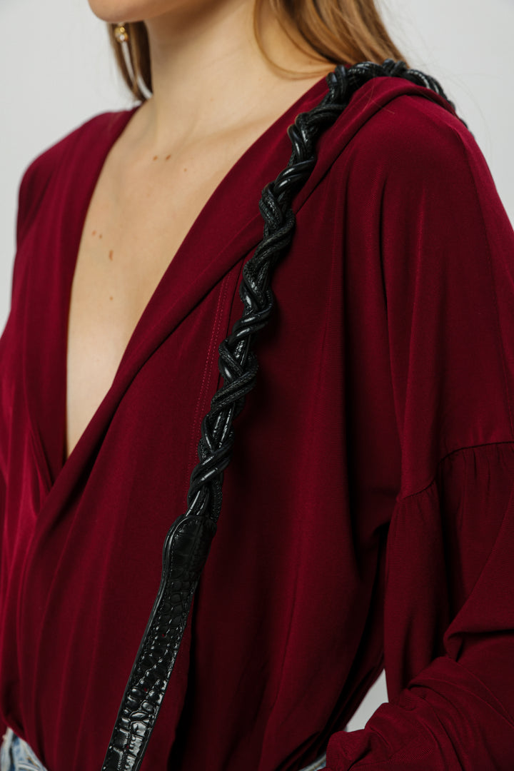 Curved Black Shoulder Bag