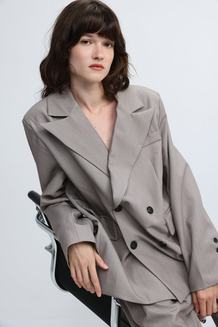 Oversized Tailored Grey Blazer