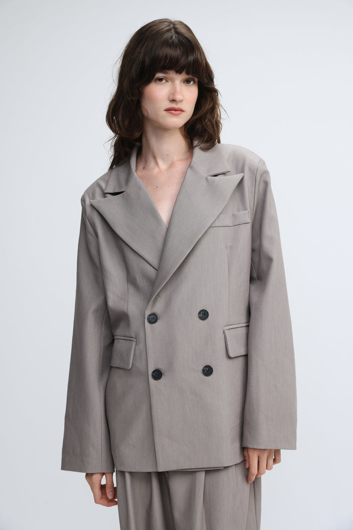 Oversized Tailored Grey Blazer