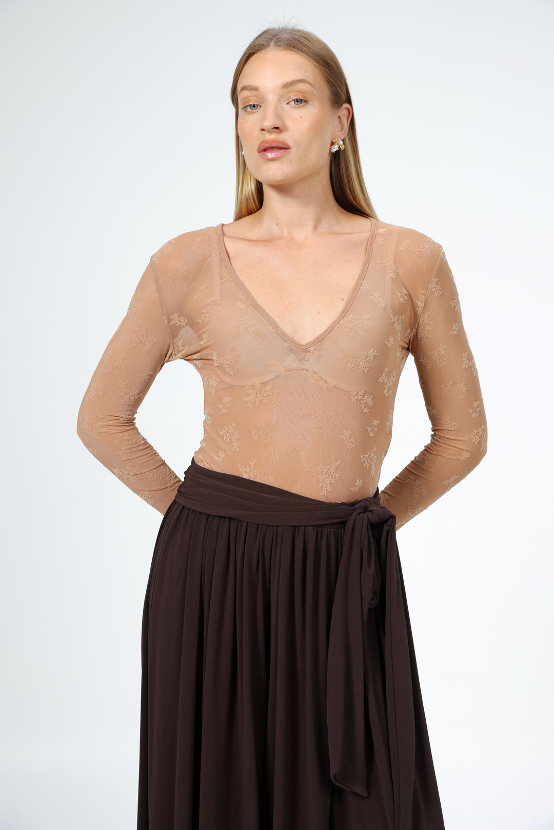Lake Camel Lace Bodysuit