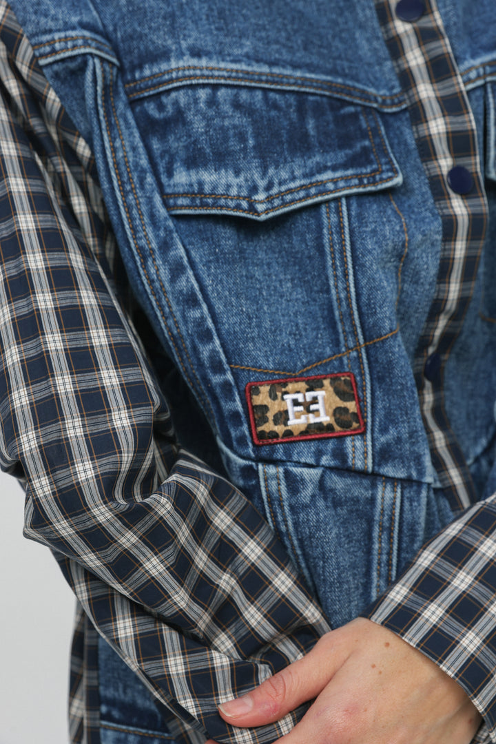 Plaid & Denim Blue Jacket