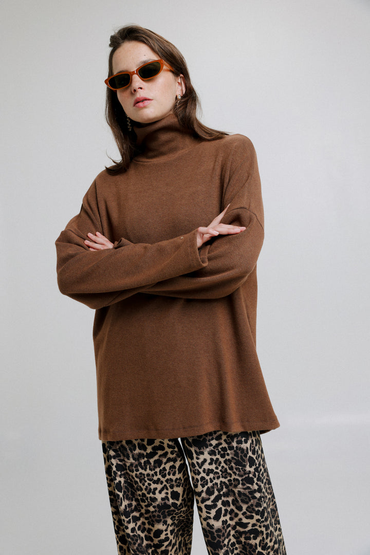 Wanted Brown Oversized Jumper