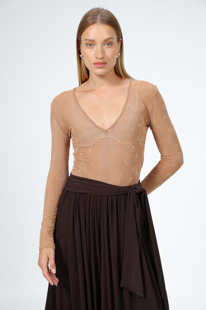 Lake Camel Lace Bodysuit