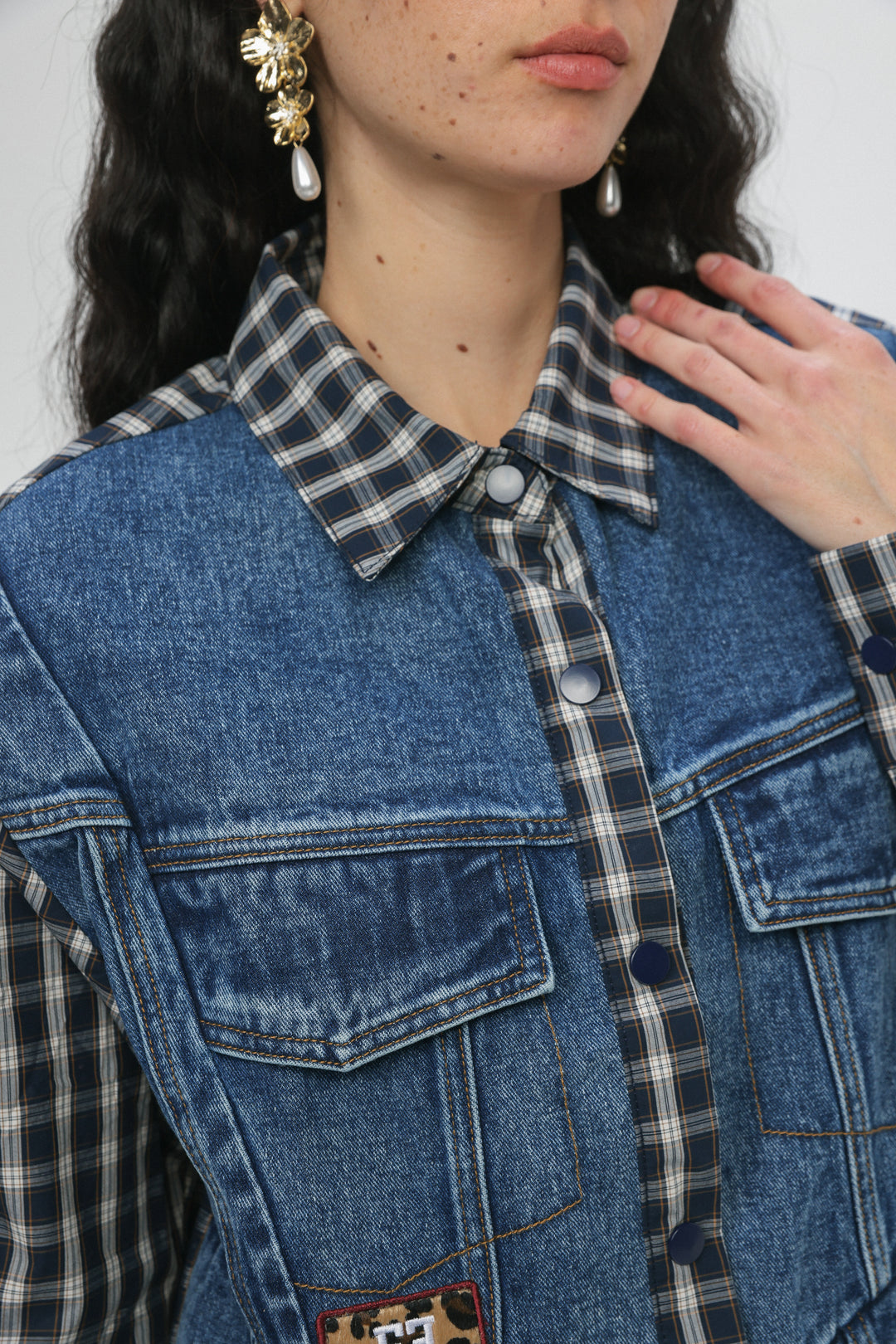 Plaid & Denim Blue Jacket