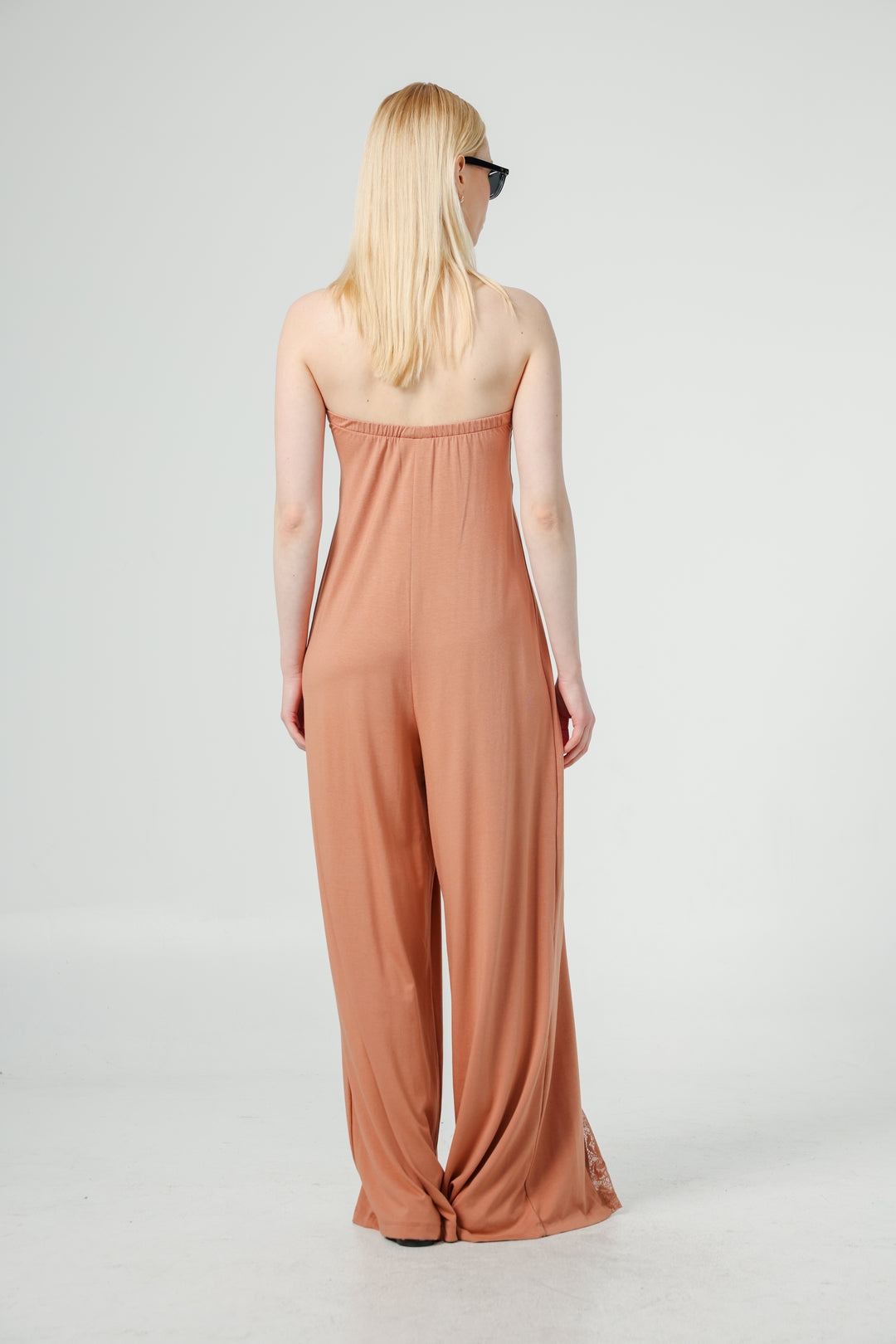 Wide Leg Peach Corset Jumpsuit