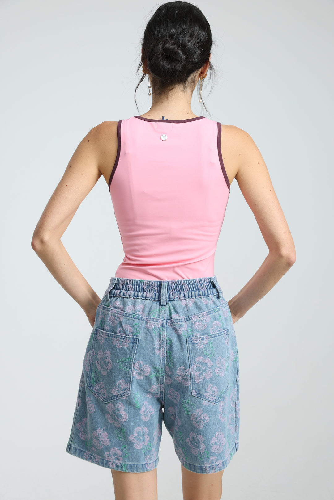 Guri Light Floral Denim Shorts