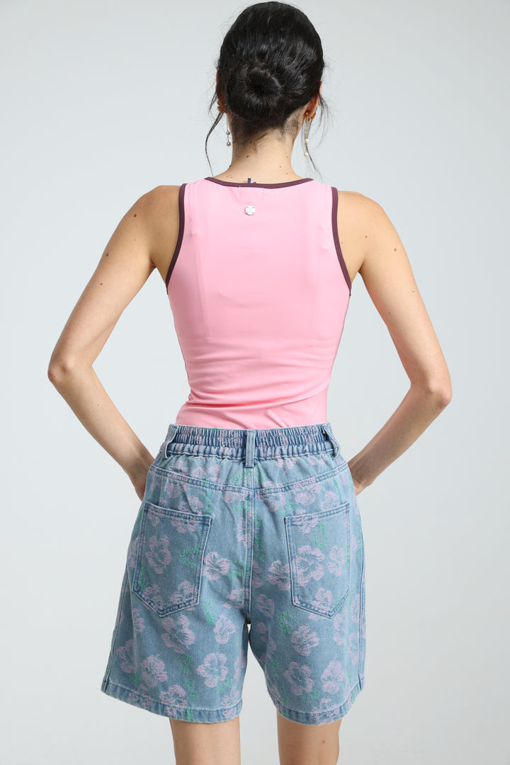 Guri Light Floral Denim Shorts