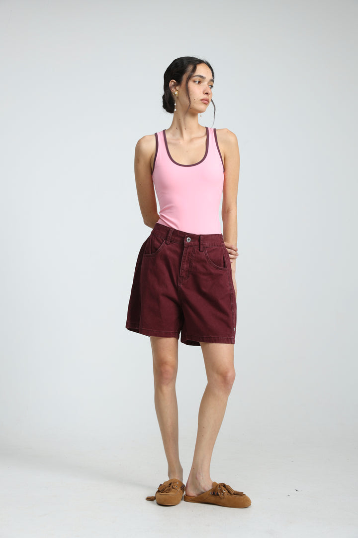 Guri Wine Denim Shorts