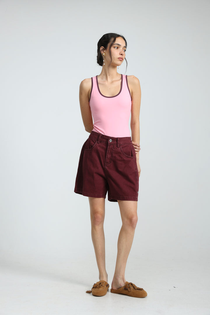 Guri Wine Denim Shorts