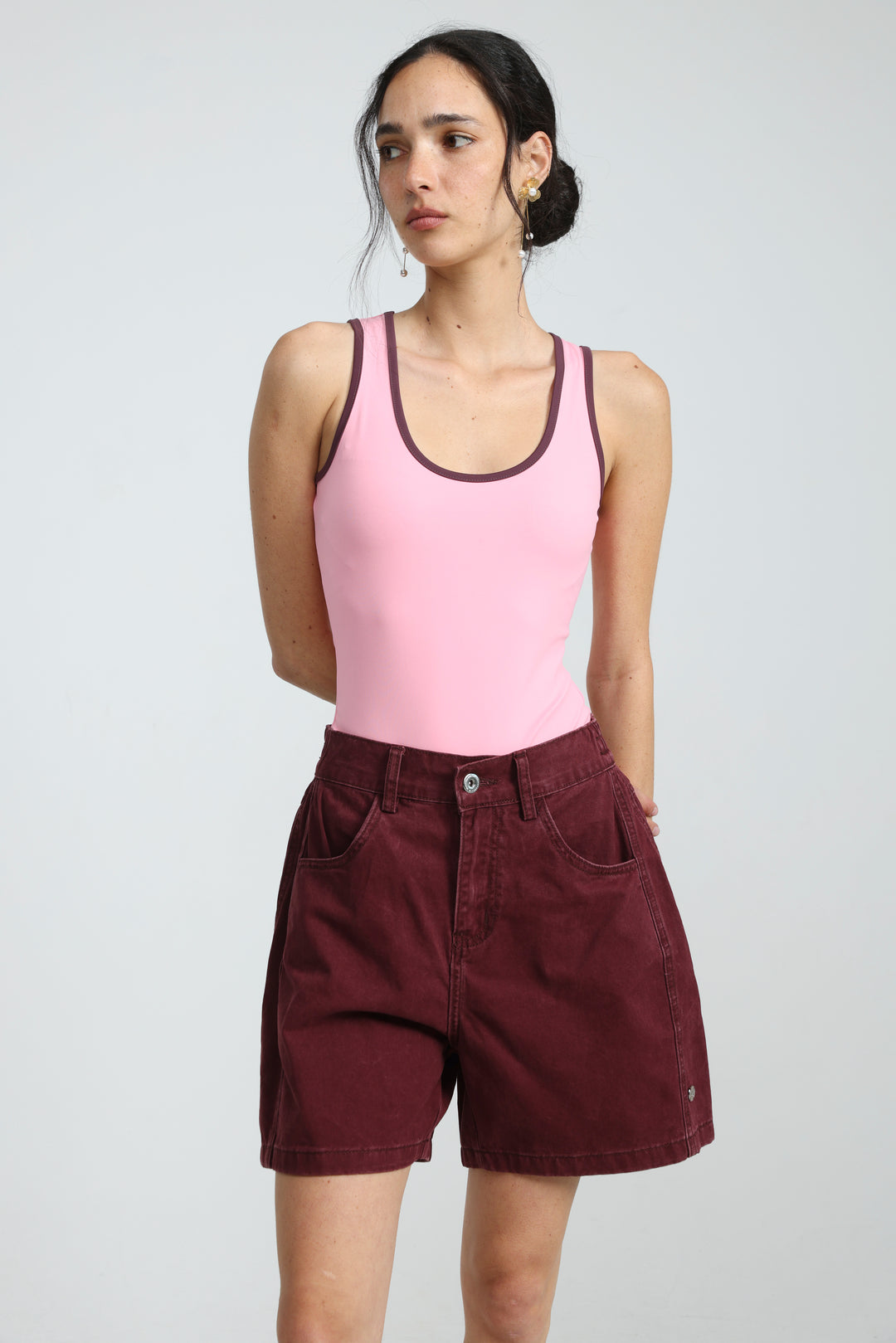 Guri Wine Denim Shorts