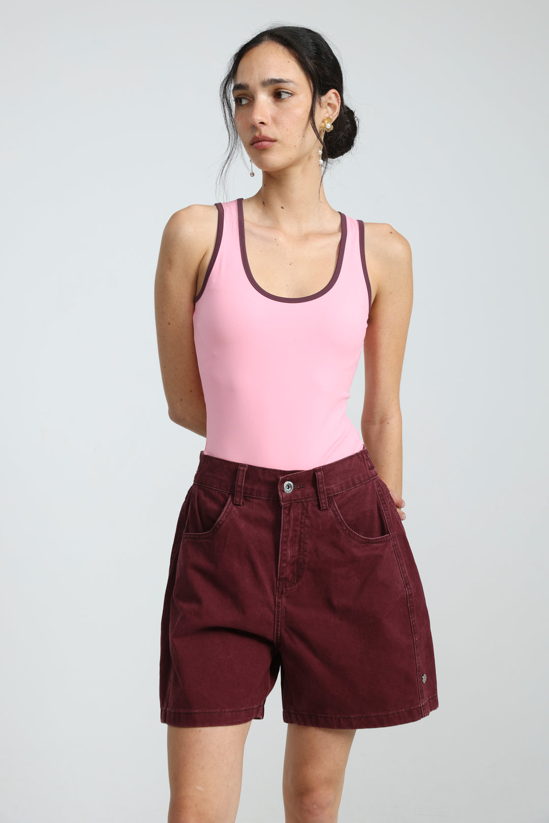 Guri Wine Denim Shorts