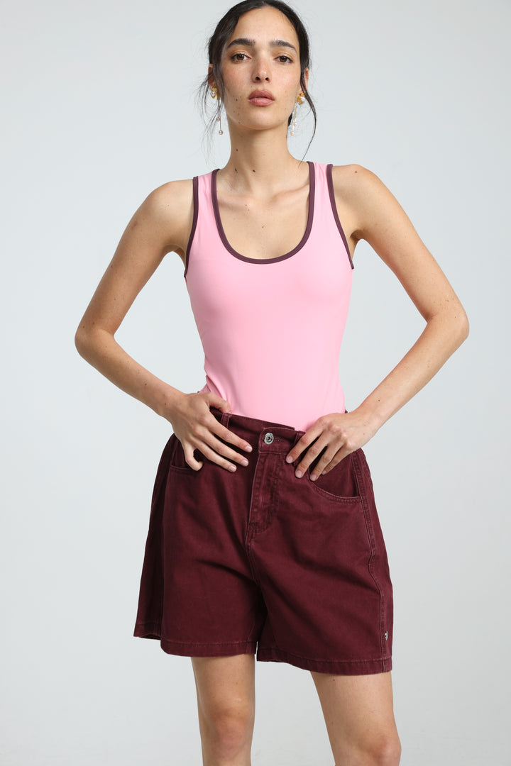 Guri Wine Denim Shorts