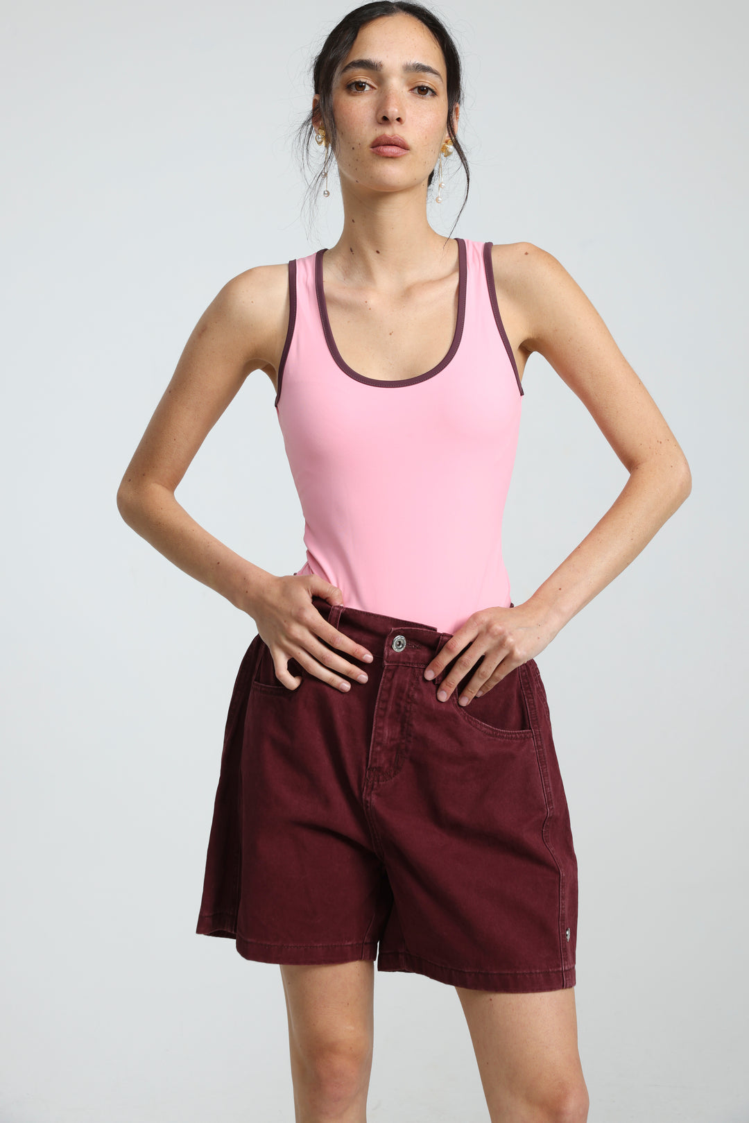 Guri Wine Denim Shorts