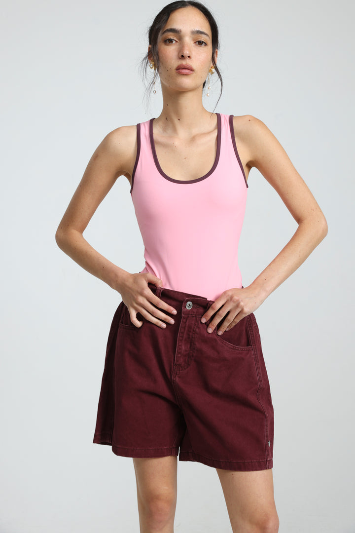Guri Wine Denim Shorts