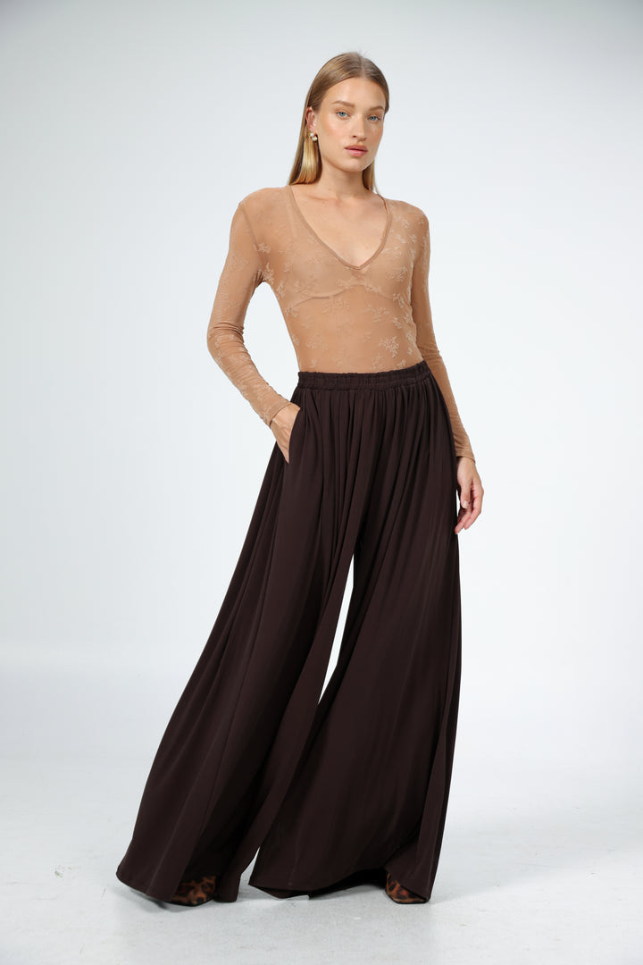 Wide Brown Lycra Bottoms