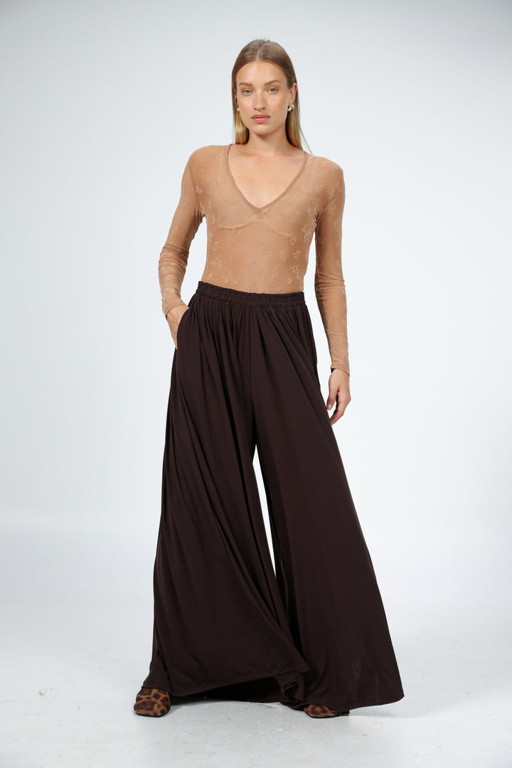 Wide Brown Lycra Bottoms