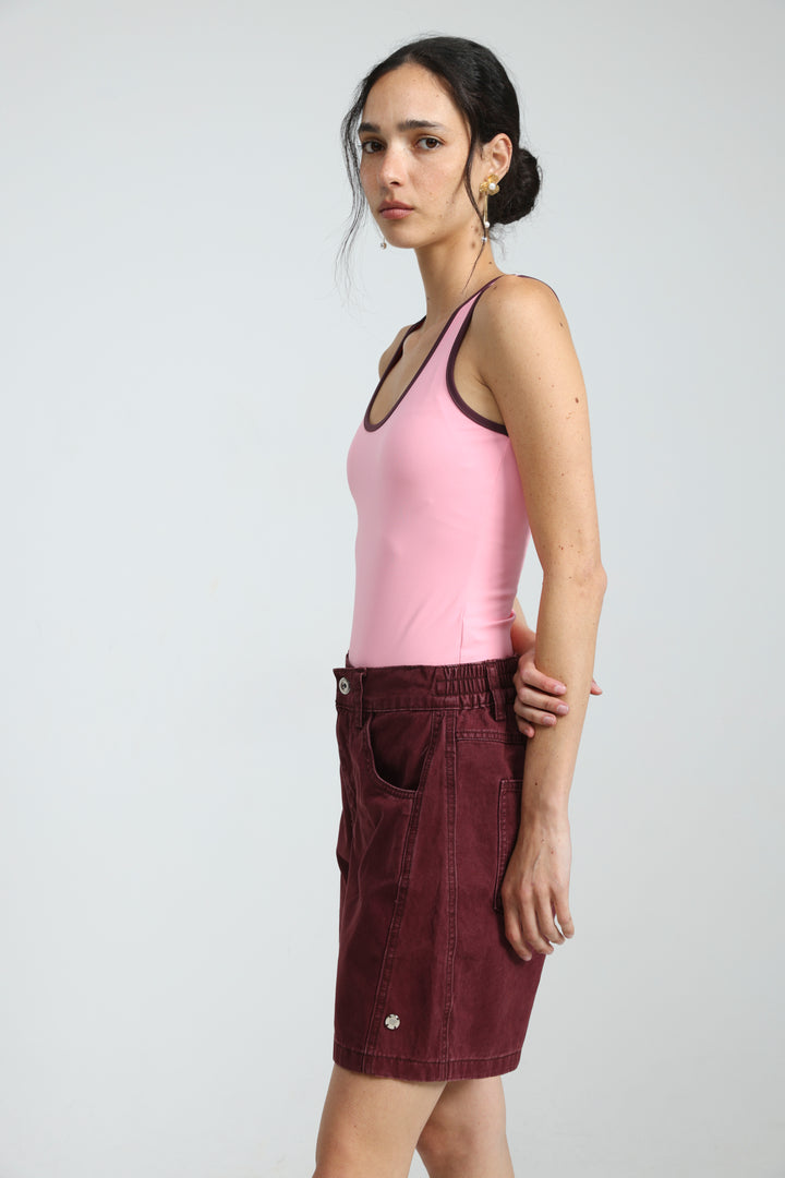 Guri Wine Denim Shorts