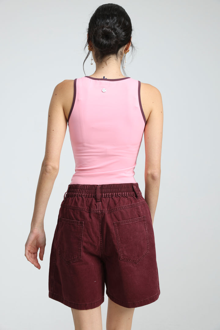 Guri Wine Denim Shorts