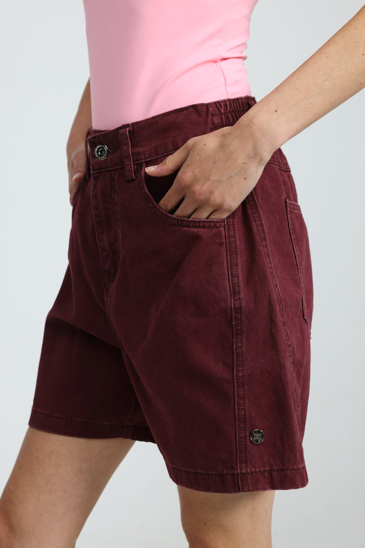 Guri Wine Denim Shorts
