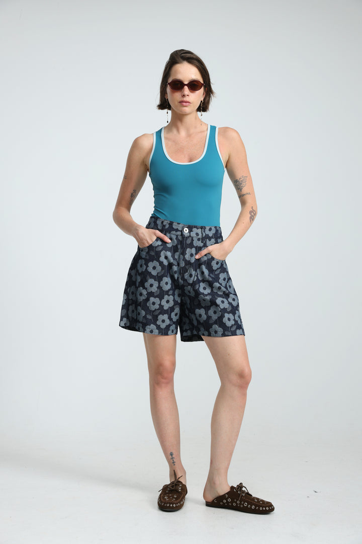 Guri Floral Denim Shorts