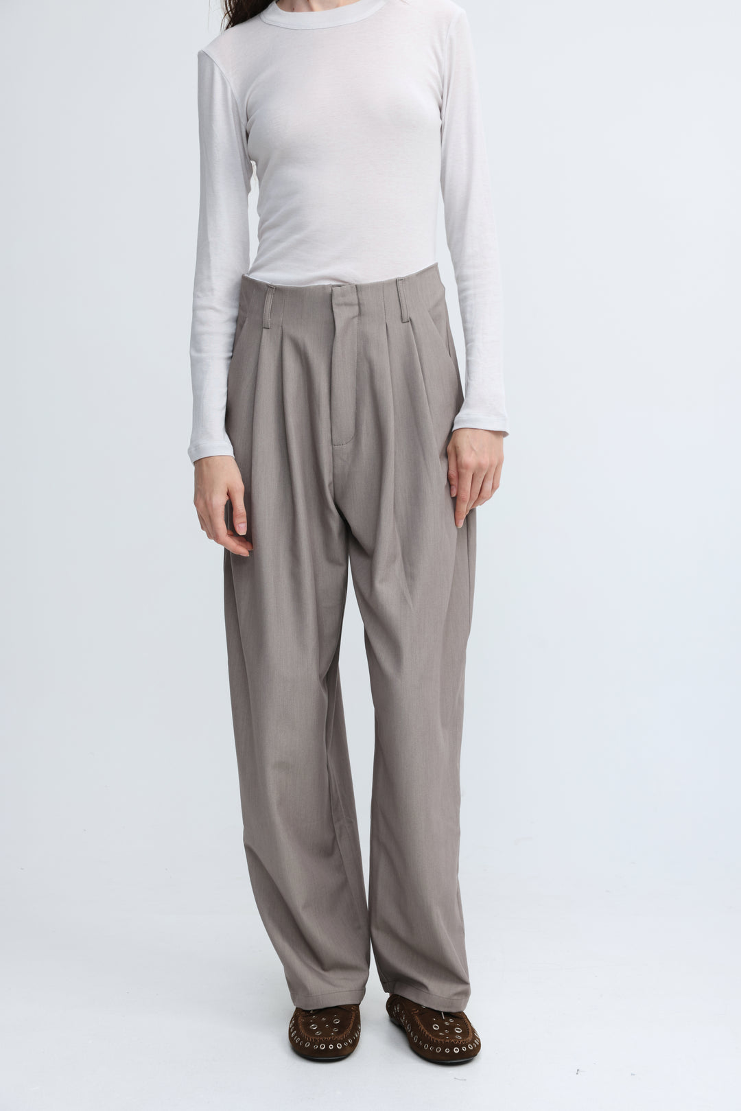 Pleated Tailored Grey Bottoms