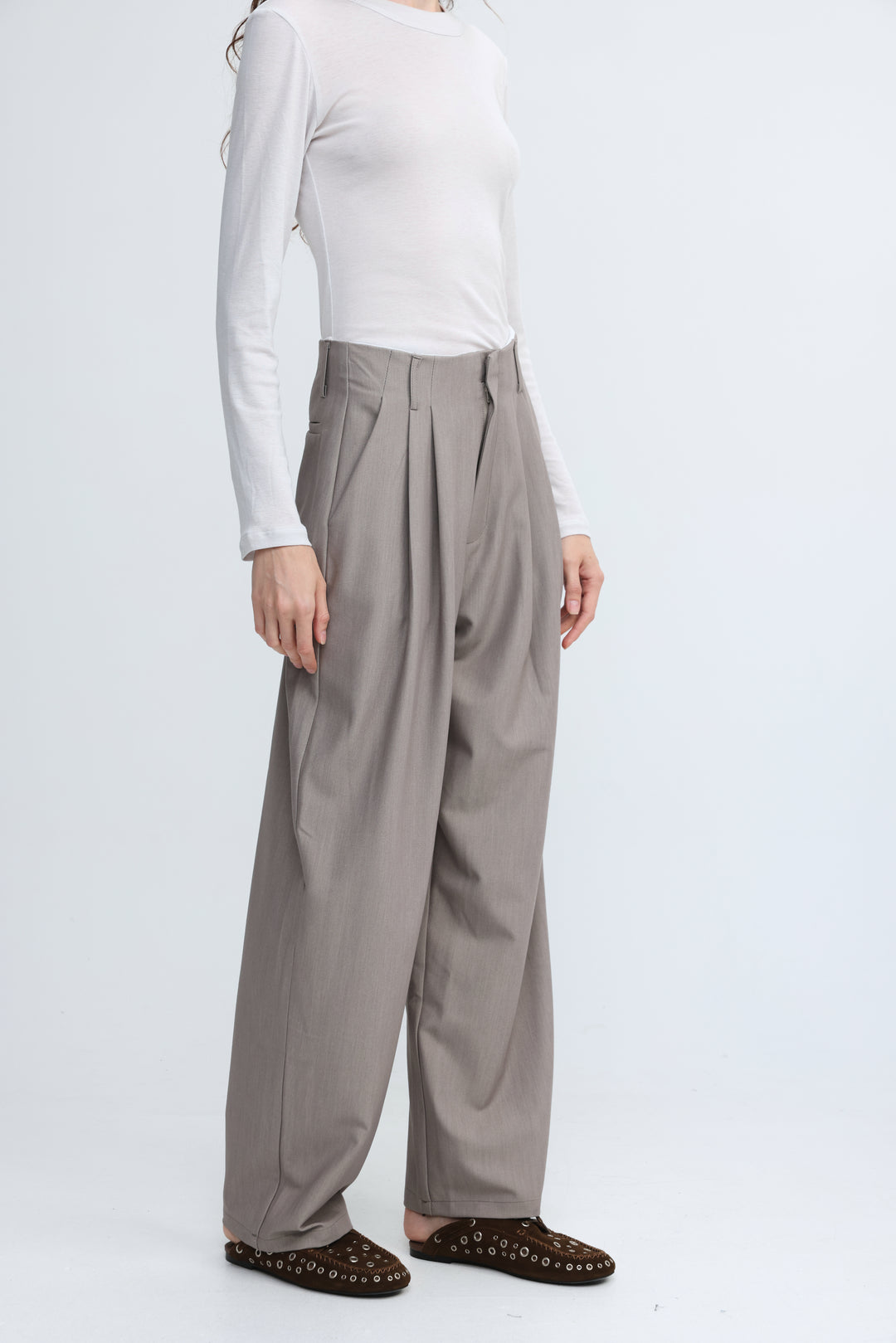 Pleated Tailored Grey Bottoms