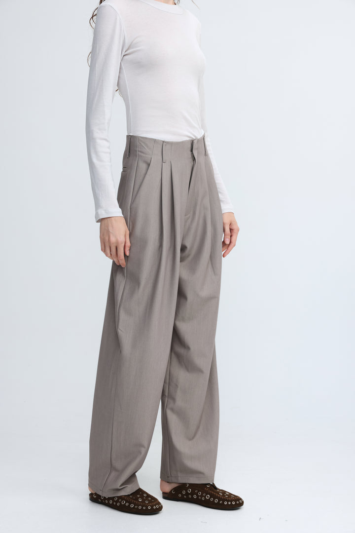 Pleated Tailored Grey Bottoms