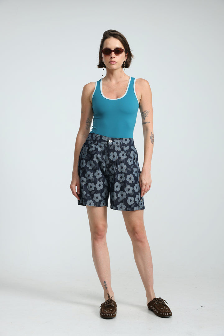 Guri Floral Denim Shorts