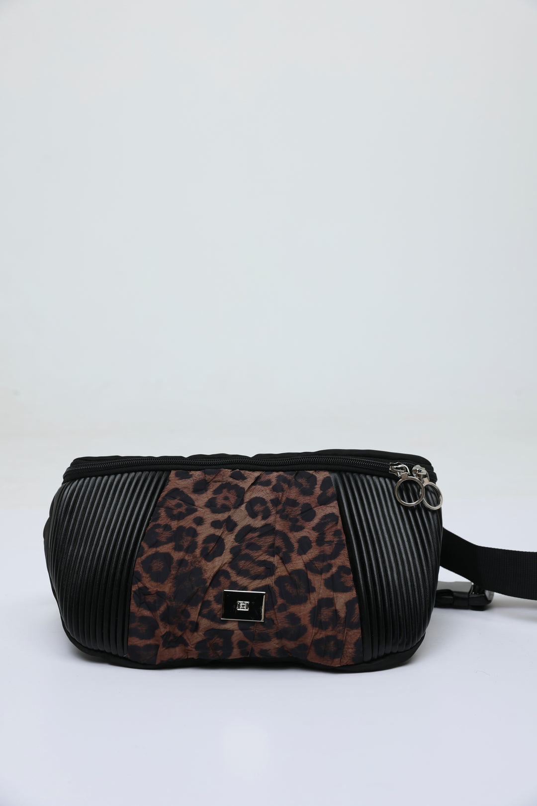 Pleated Leopard Belt Bag