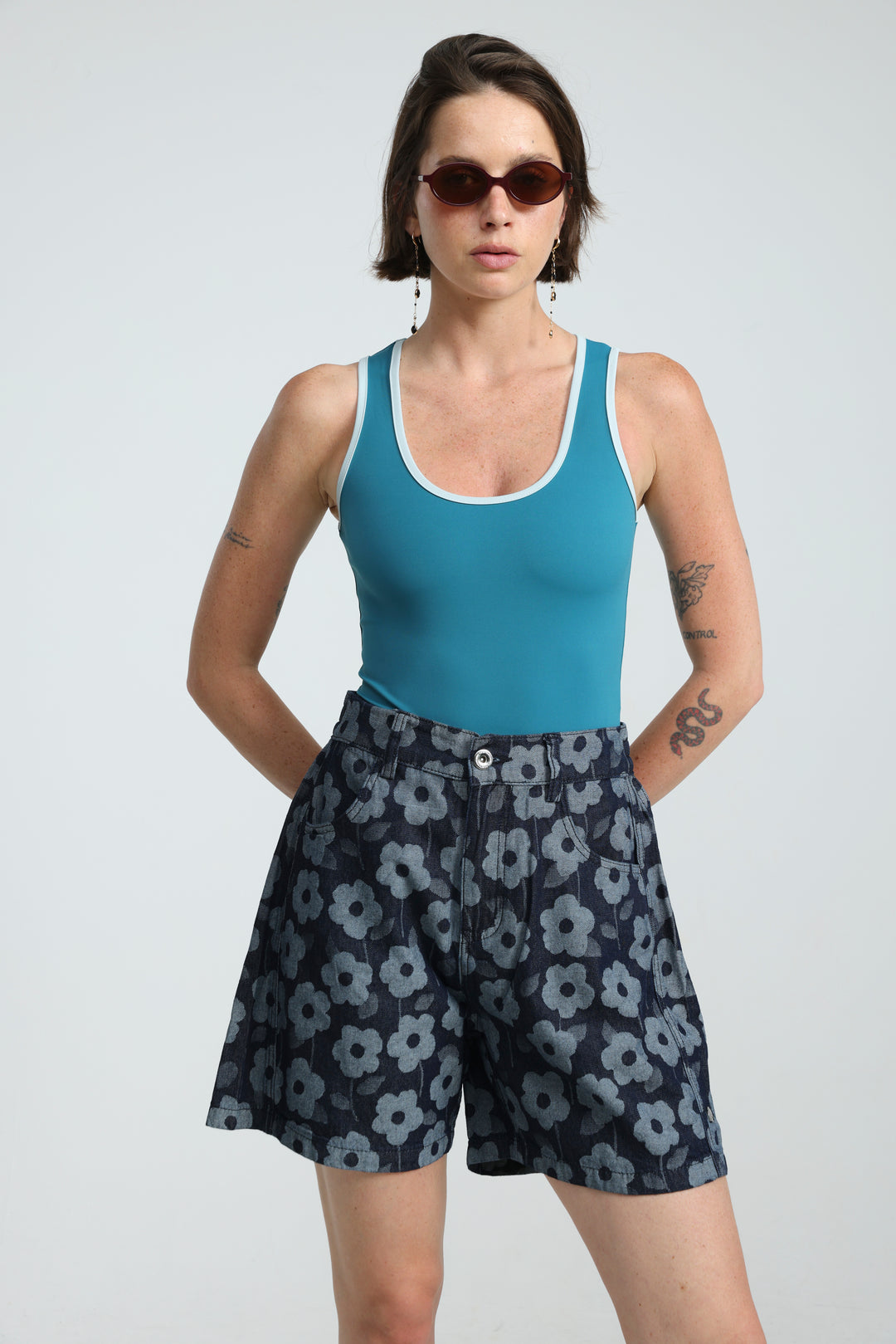 Guri Floral Denim Shorts