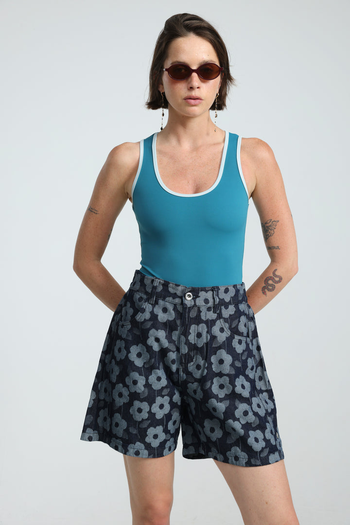 Guri Floral Denim Shorts