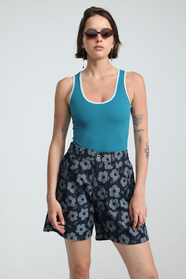 Guri Floral Denim Shorts