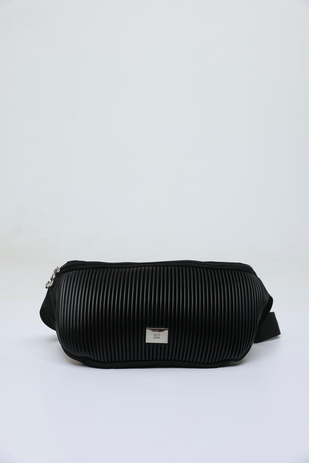 Pleated Black Belt Bag