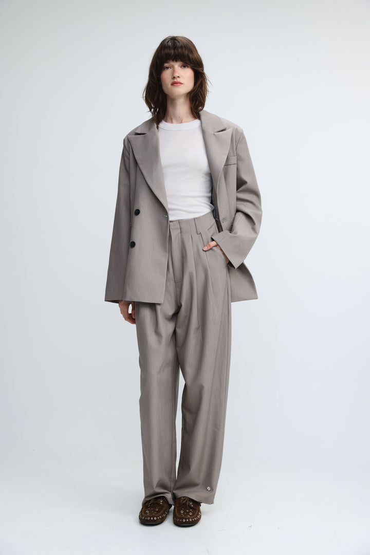 Pleated Tailored Grey Bottoms