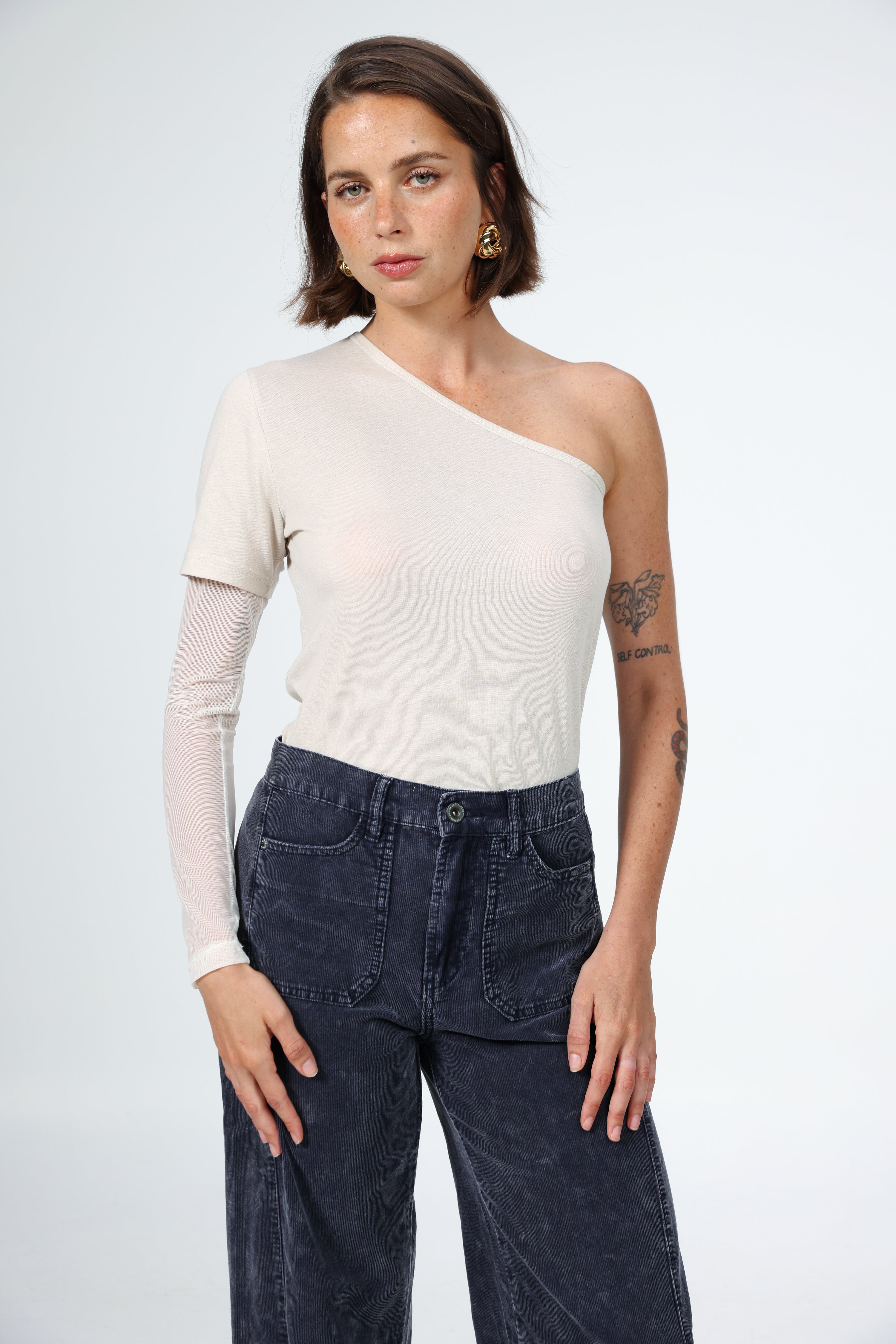 Attached Stone One-Shoulder Top – SEESTARZ