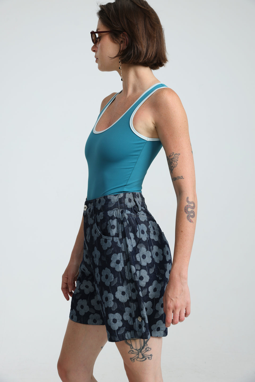 Guri Floral Denim Shorts