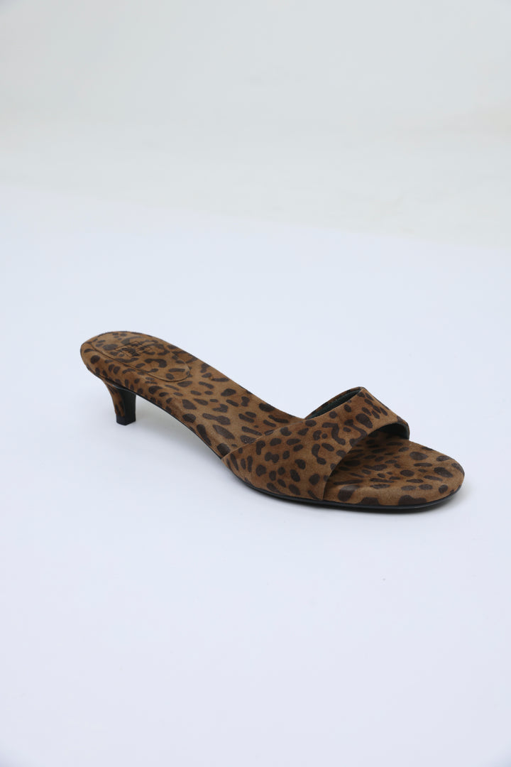 Leopard Heel Mules