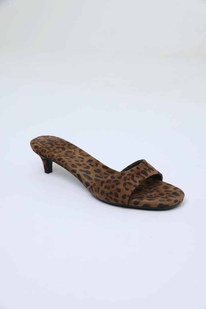 Leopard Heel Mules