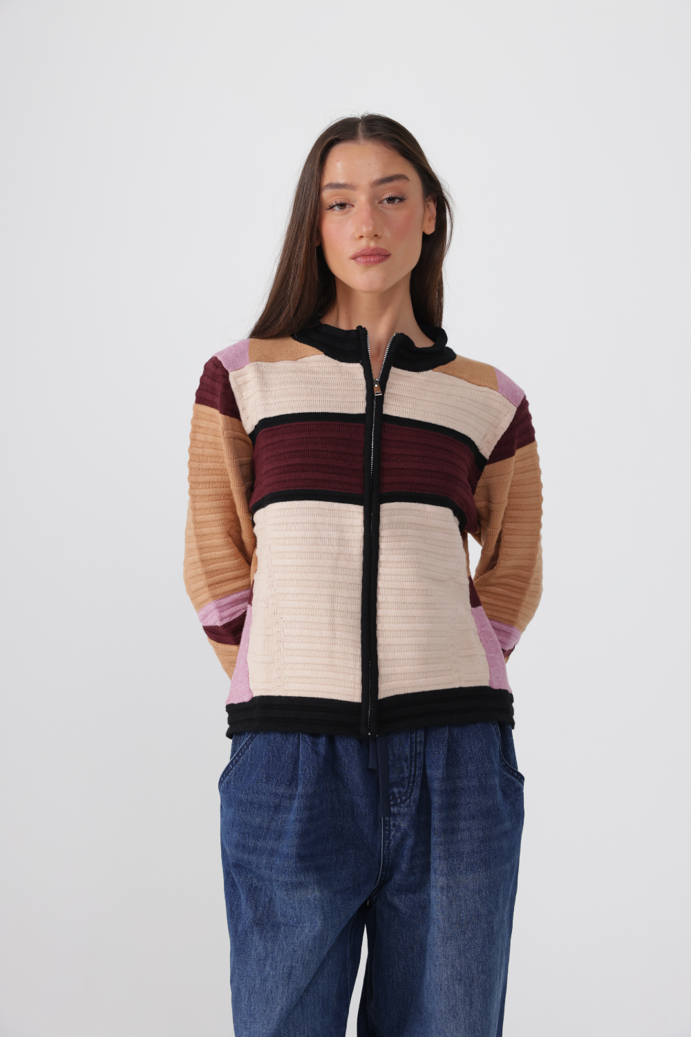 Islington Maroon Striped Sweater