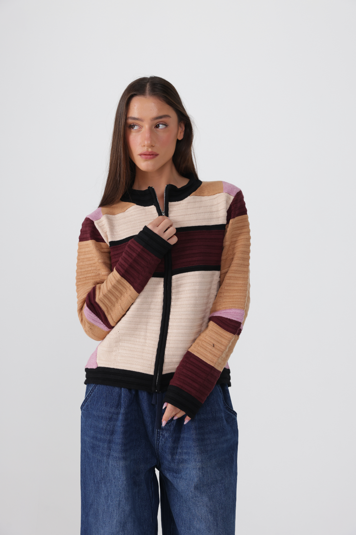 Islington Maroon Striped Sweater