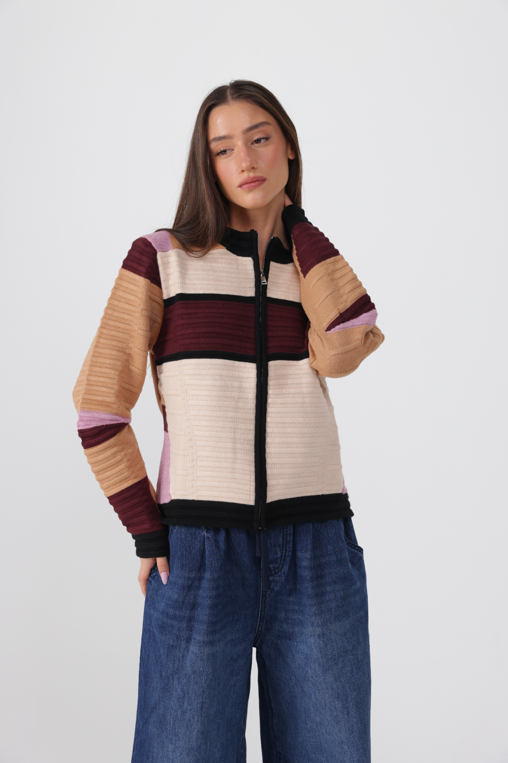 Islington Maroon Striped Sweater