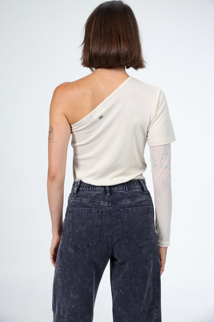 Attached Stone One-Shoulder Top