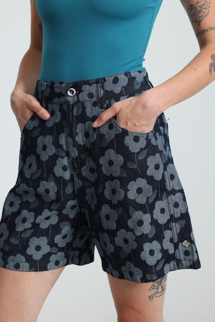 Guri Floral Denim Shorts
