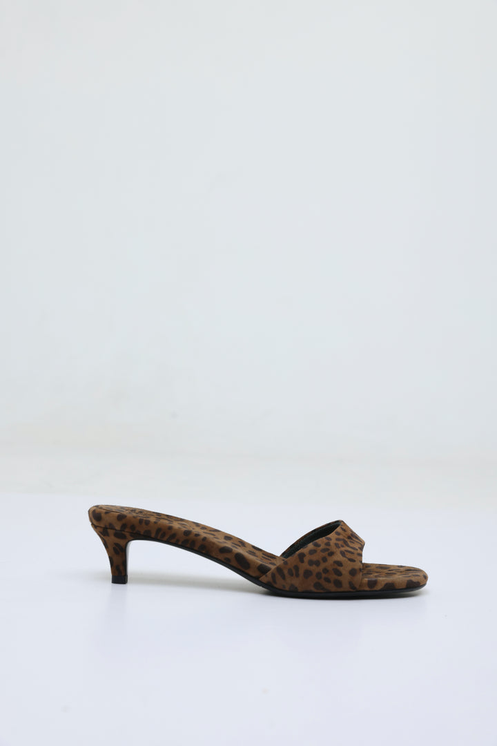 Leopard Heel Mules
