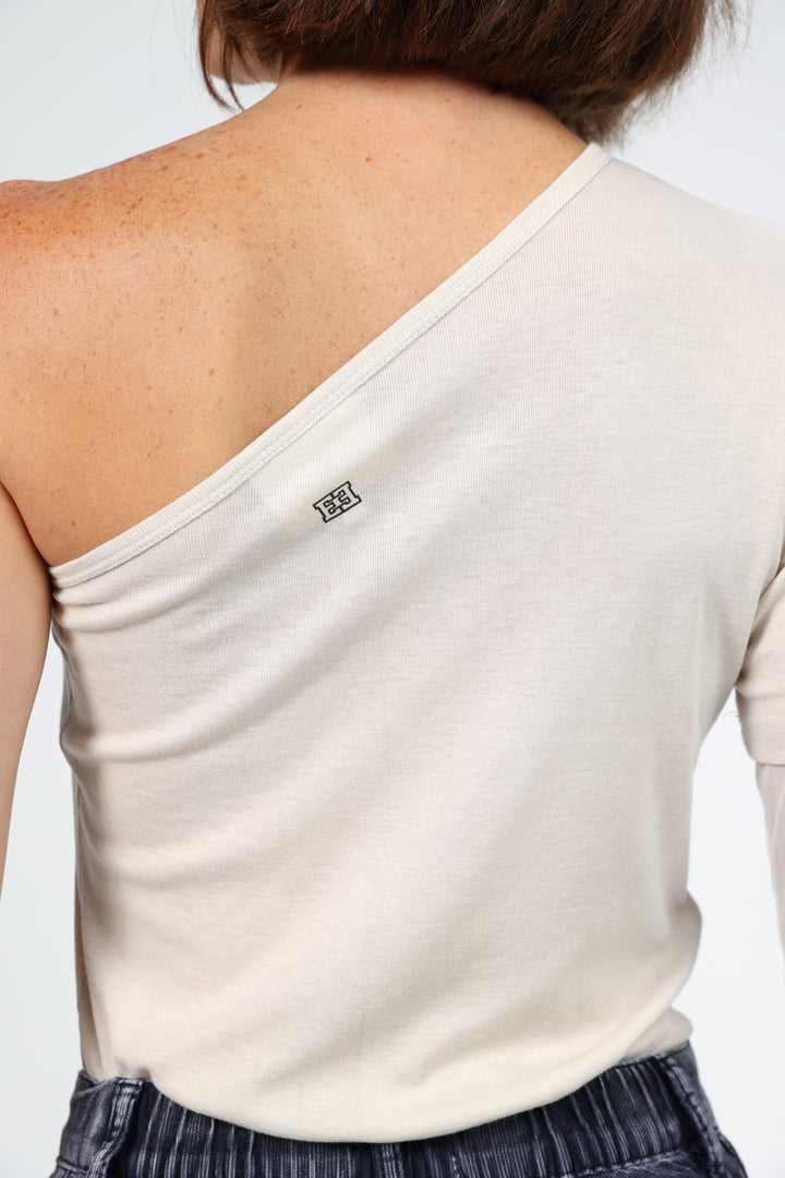 Attached Stone One-Shoulder Top